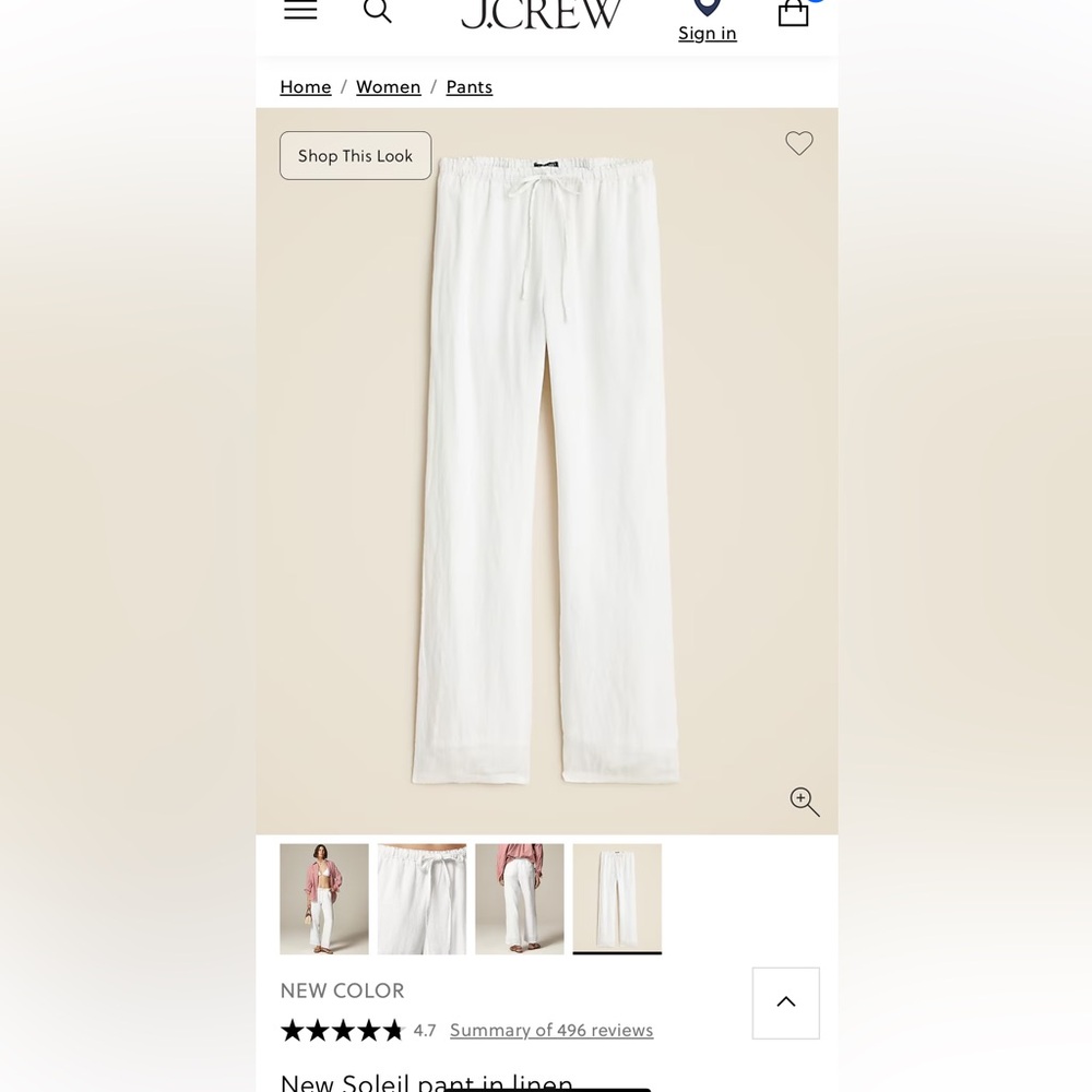 New JCrew Soleil linen pants.